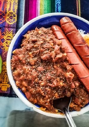 Una foto de Frijoles a la barbacoa con queso