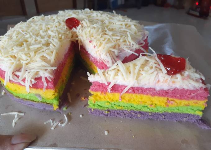Rainbow cake super lembut
