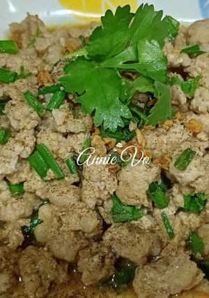 Hình của món Thịt rang hành sốt miso.