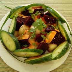 A picture of #SaladContest Beetrootpastacarrotcucumbersalad.