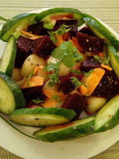 A picture of #SaladContest Beetrootpastacarrotcucumbersalad.