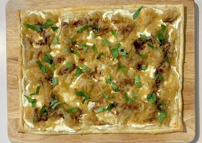 One Simple Word To Goat Cheese and Caramelized Onion Tart