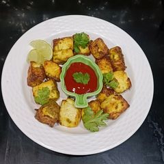 A picture of Homemade Paneer or Cottage Cheese and Masala Grilled Paneer.