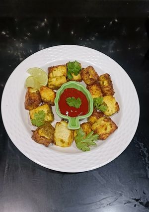 A picture of Homemade Paneer or Cottage Cheese and Masala Grilled Paneer.