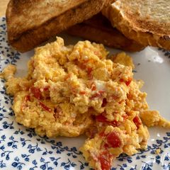 A picture of Greek tomato and feta omelette.