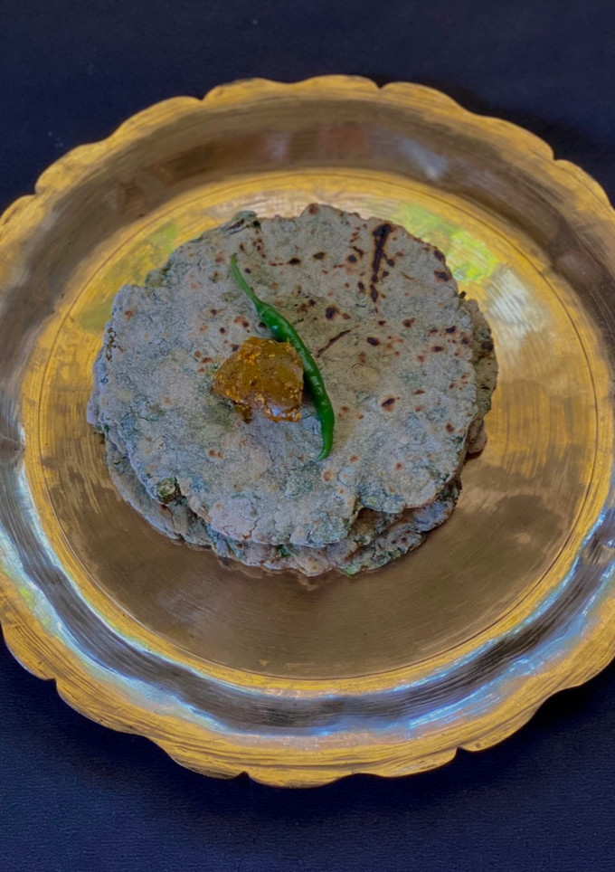 A picture of Methi Roti with Kuttu Ata.