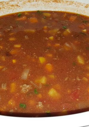 A picture of Slow Cooker Simple Beef Taco Soup.