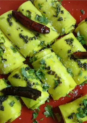 A picture of Moong Dal Khandvi .