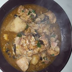 Yam and cat fish peppersoup A picture of Yam and cat fish peppersoup.