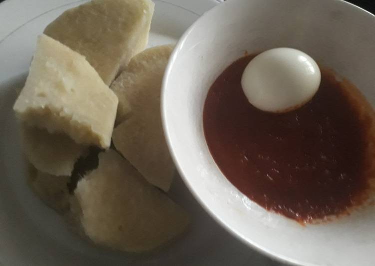 Recipe of Perfect Boil yam with tomato sauce
