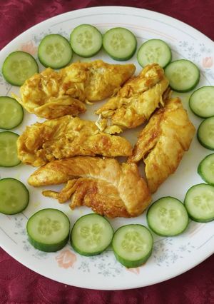 香煎薑黃有機雞柳 的食譜成品照片