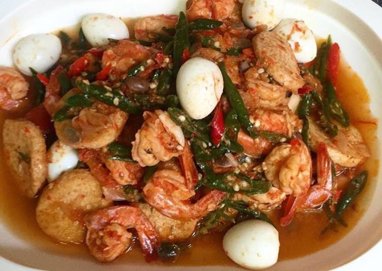 Udang tauco tahu telur puyuh