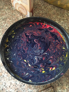 A picture of Galaxy cake.