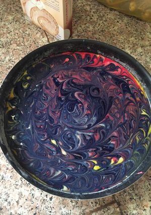 A picture of Galaxy cake.