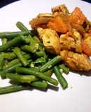 Pechuga de pollo con papaya al wok