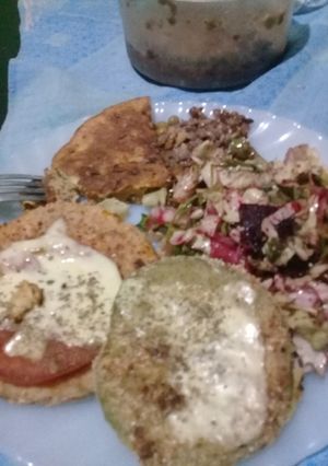 Una foto de Milanesas de calabaza y berenjena