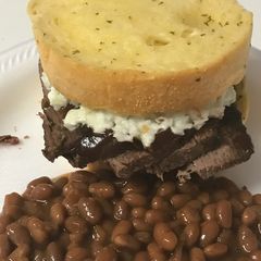 A picture of Texas toast brisket sandwich.