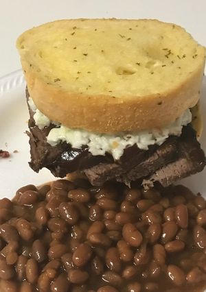 A picture of Texas toast brisket sandwich.