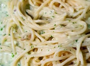 Foto resep Spaghetti carbonara bayam