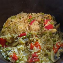 A picture of Auntie's Delicious Chicken and Mushroom Pilaf (with a kick!).