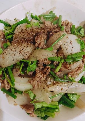 Hình của món Thịt bò xào hành tây.