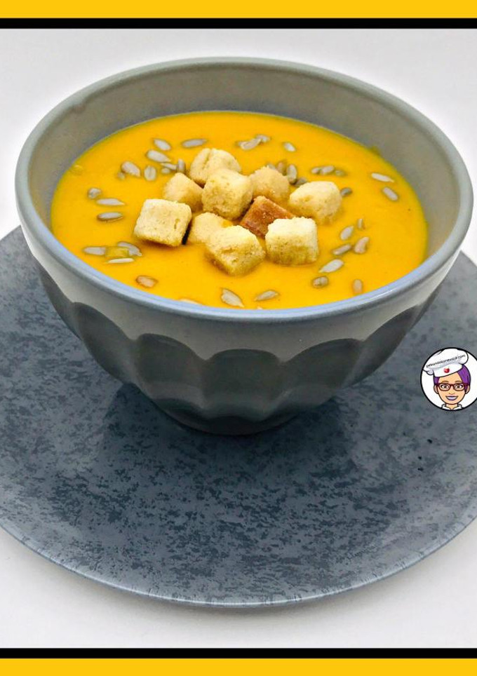 Una foto de Crema de boniatos, zanahoria y puerro