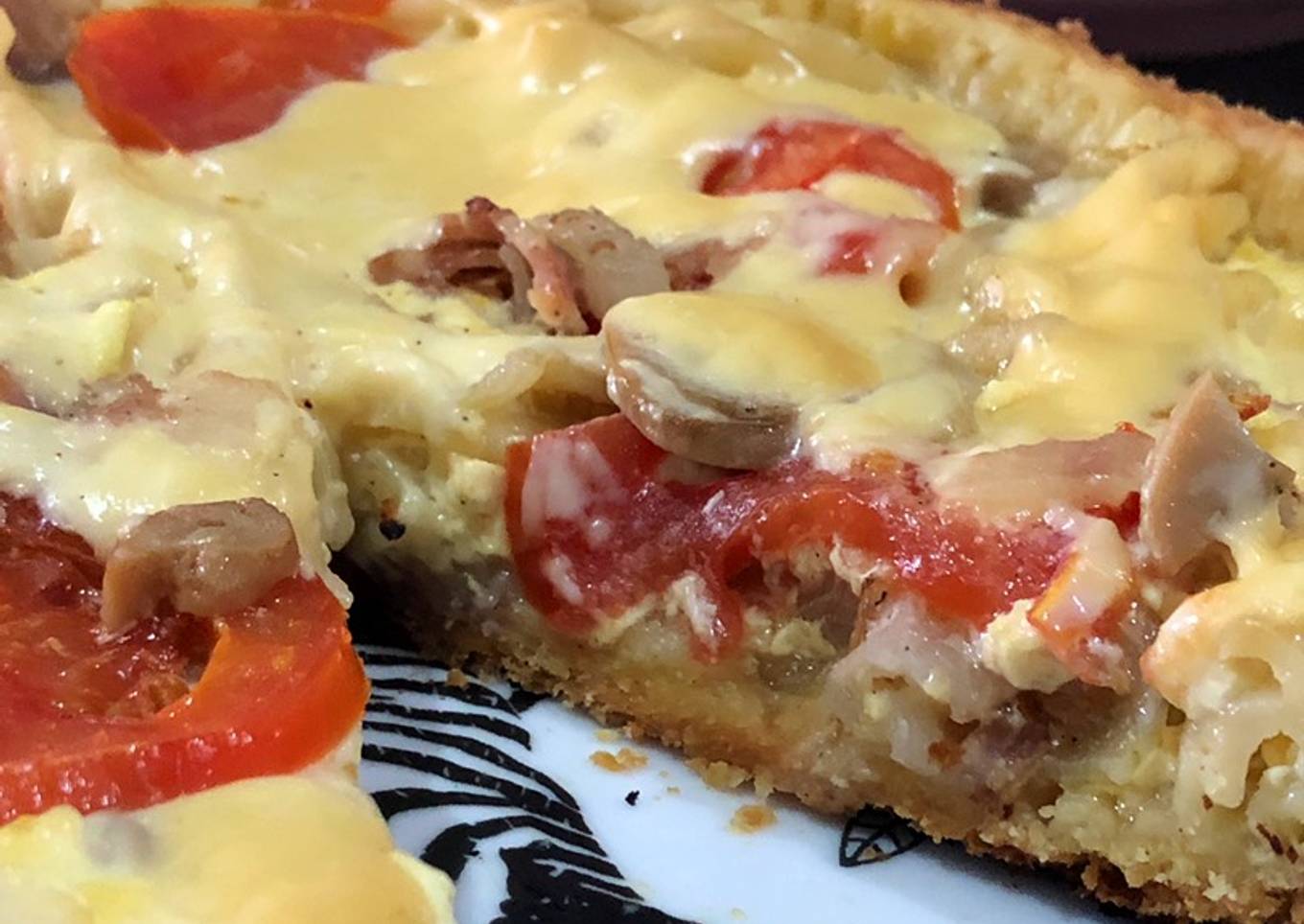 Quiche Teflon Isi Pasta dan Bacon