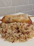 Arroz basmati con rollito de pasta brick
