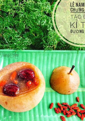 Hình của món Ăn dặm - Lê Nam Phi chưng yến táo đỏ kỉ tử đường phèn.