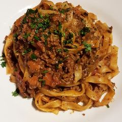 A picture of Tagliatelle Bolognese.