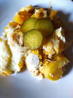 Rakott burgonya gazdagon recept fotója
