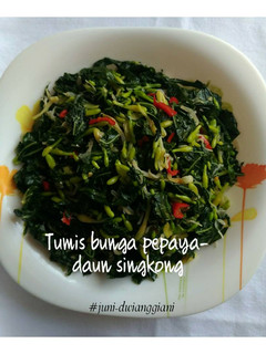 Foto resep Tumis bunga pepaya - daun singkong