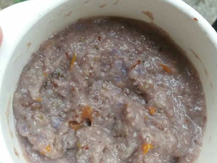 Resep MPASI 8 bulan Bubur tim duo protein 4bintang (8+) Anti Gagal