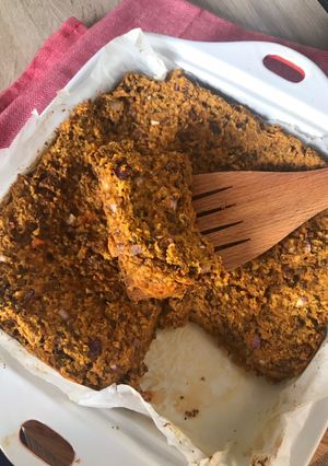 Tepsis zabfasírt édesburgonyával és lencsével (vegán) recept fotója