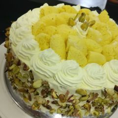 A picture of Rasmalai Cake.
