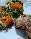 Contramuslos de pollo en airfryer con ensalada