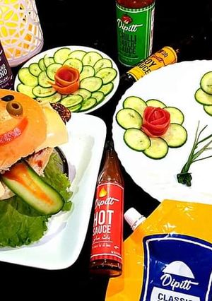A picture of Chicken burger 🍔🍔🍟.