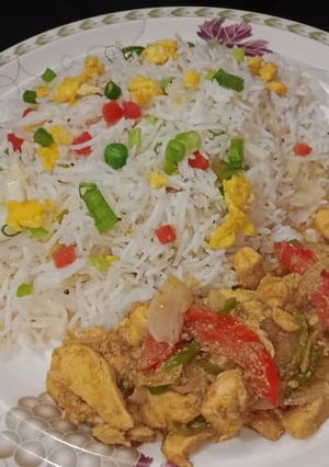 A picture of Fried rice with shashlik masala.