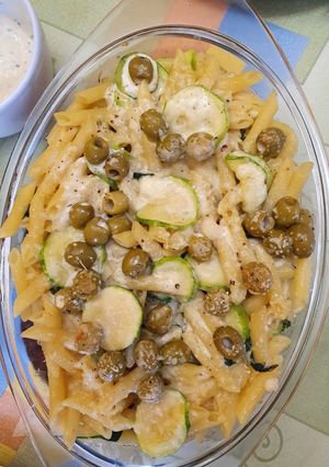 Cukkinis - spenótos penne recept fotója