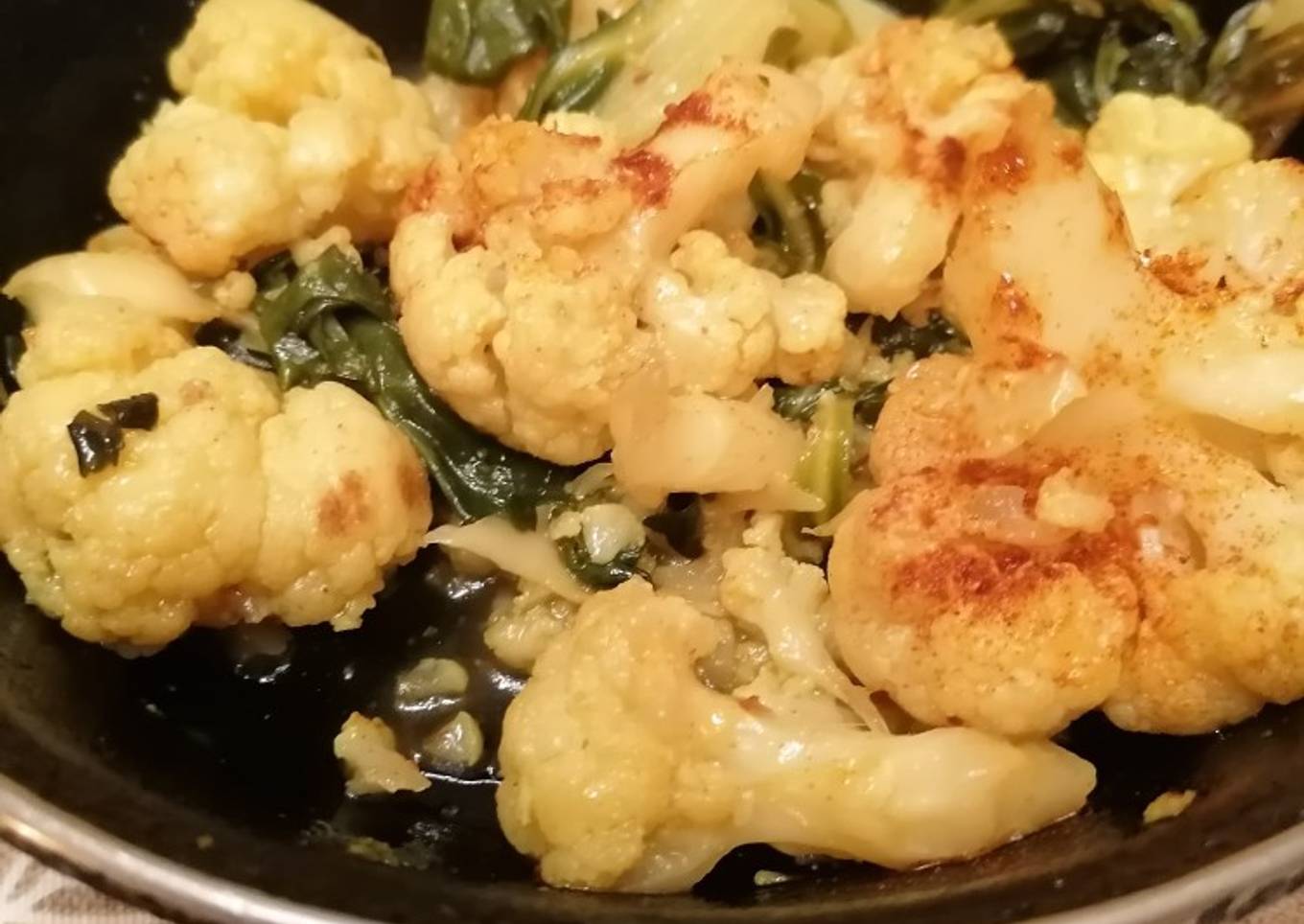 282. Coliflor y acelgas al curry picante con toque ahumado