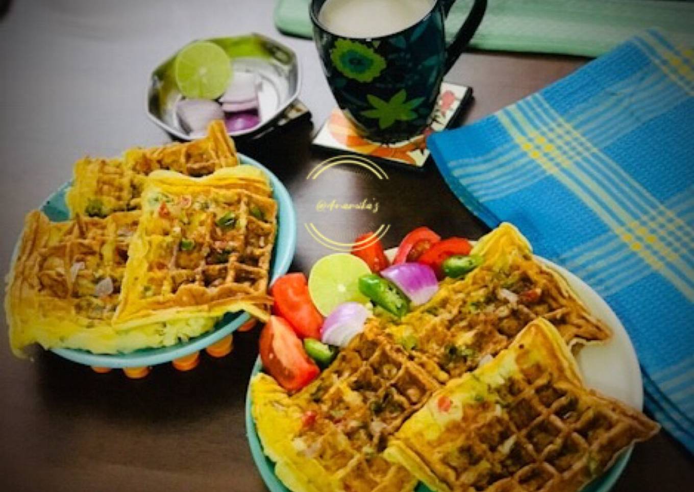 Egg Omelette Waffles (Savoury Waffle)
