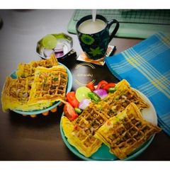 A picture of Egg Omelette Waffles (Savoury Waffle) 🧇.