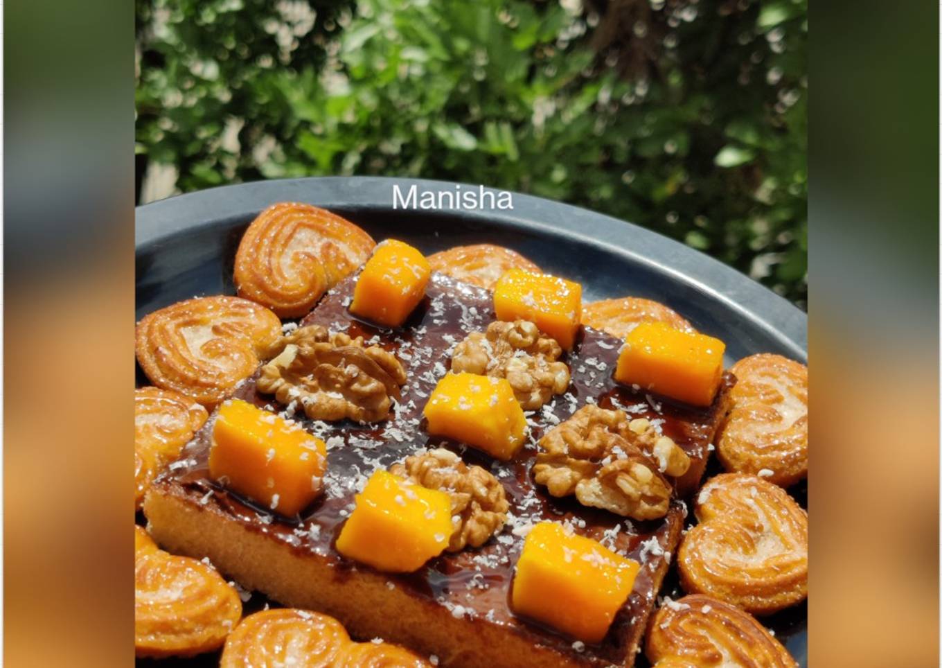 Mango Chocolate Walnut Open Sandwich#Father's Day spl recipe