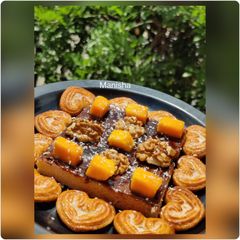 A picture of Mango Chocolate Walnut Open Sandwich#Father's Day spl recipe.