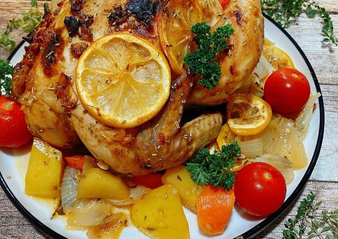 Garlic Herb Butter Roast Chicken