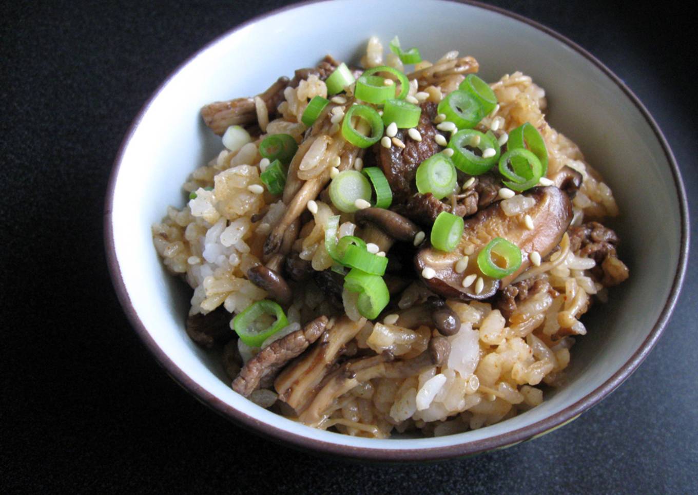 Beef & Asian Mushroom Mazegohan with Gochujang