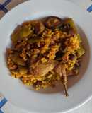 Arroz con codornices, pato y setas