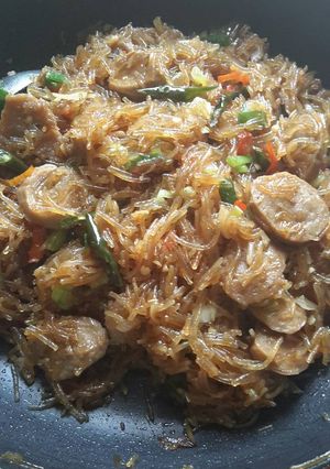 Foto resep Soun goreng bakso pedas