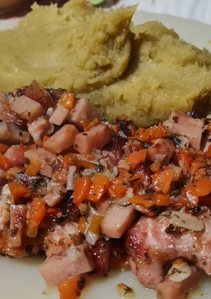 Una foto de Mollejitas al Horno con Puré De Batata Cremoso... Extasis Total!