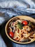 Baby Portobello Salted Egg Chicken Linguine